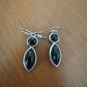 Black Gemstone Drop Earrings - Women Jewelry